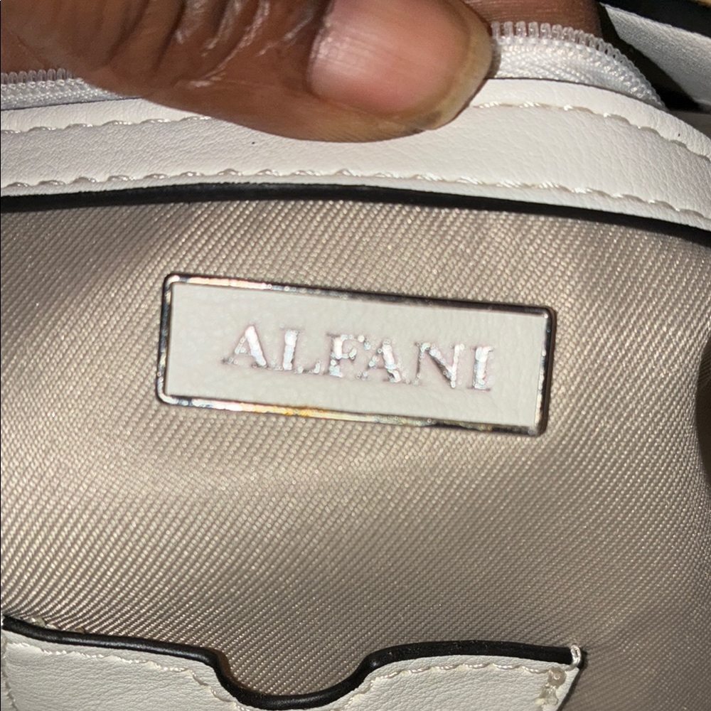 June 7th train π giveaway Alfani Tan and White Shoulder Bag with Textured Design - Picture 8 of 11